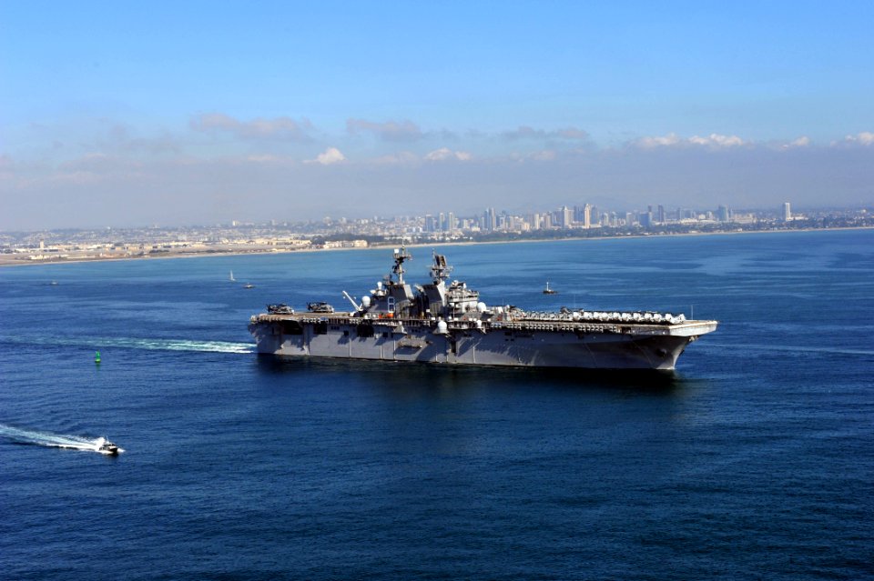 US Navy 111114-N-KD852-379 The amphibious assault ship USS Makin Island (LHD 8) departs Naval Base San Diego on its first operational deployment to