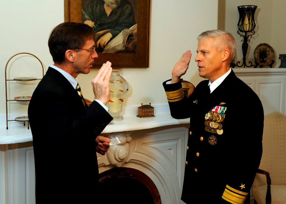 US Navy 111117-N-PO203-264 Sean J. Stackley, assistant secretary of the Navy for Research Development and Acquisition, administers the oath of offi