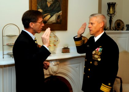 US Navy 111117-N-PO203-264 Sean J. Stackley, assistant secretary of the Navy for Research Development and Acquisition, administers the oath of offi photo