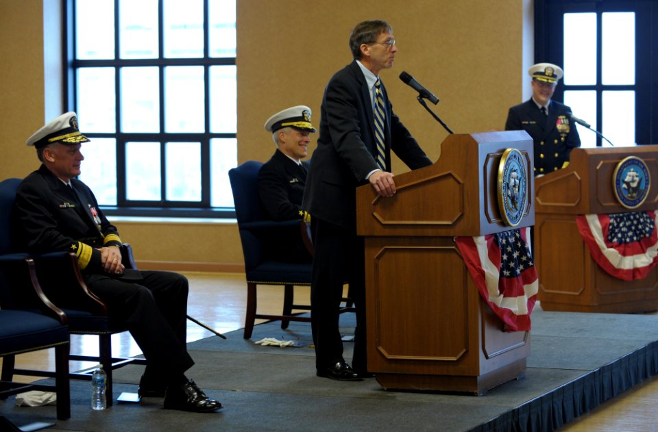 US Navy 111117-N-PO203-068 Sean J. Stackley, assistant secretary of the Navy for Research Development and Acquisition, addresses guests during the