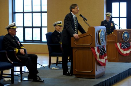 US Navy 111117-N-PO203-068 Sean J. Stackley, assistant secretary of the Navy for Research Development and Acquisition, addresses guests during the photo