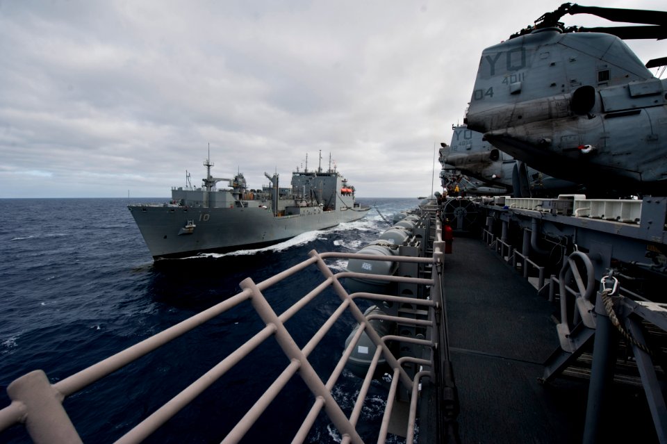 US Navy 111116-N-DX615-017 The Military Sealift Command dry cargo and ammunition ship USNS Charles Drew (T-AKE 10) operates alongside the amphibiou