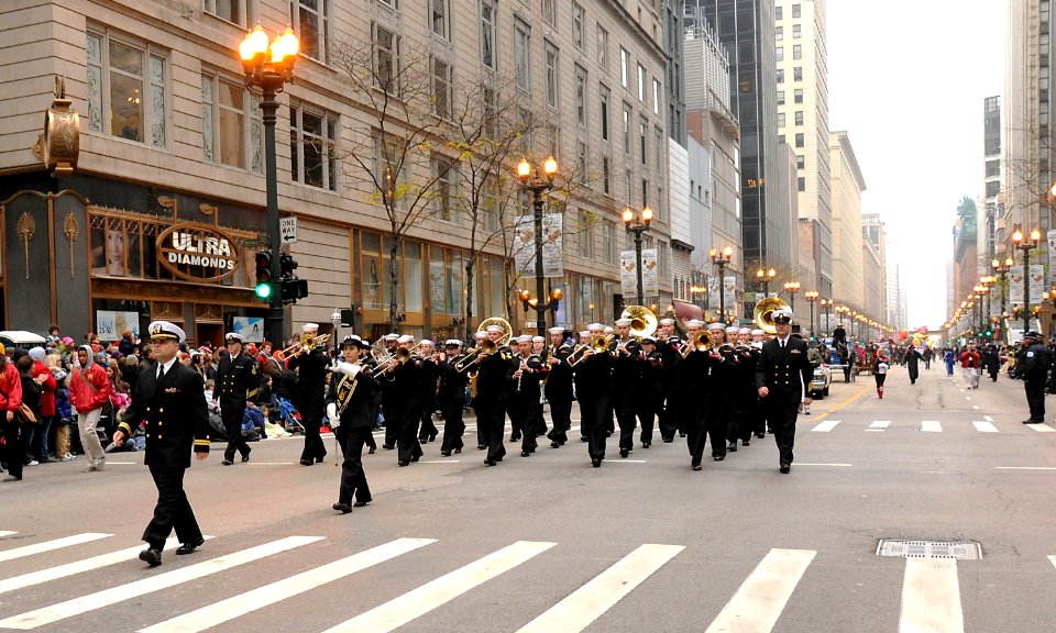 US Navy 111124-N-CD297-037 Sailors assigned to Navy Band Great Lakes perform in the Chicago Thanksgiving Day Parade