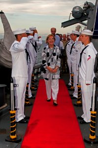 US Navy 111127-N-ER662-539 Sideboys render honors to U.S. ambassador to Timor-Leste Judith Fergin aboard the Arleigh Burke-class guided-missile des