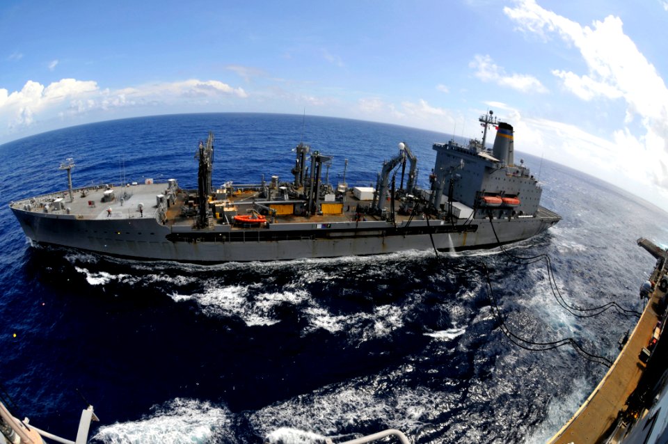 US Navy 111126-N-KM175-004 The Military Sealift Command fleet replenishment oiler USNS Tippecanoe (T-AO-199) is underway with the forward-deployed