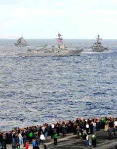 US Navy 111209-N-QL471-634 U.S. Navy ships cruse together during a sea power demonstration