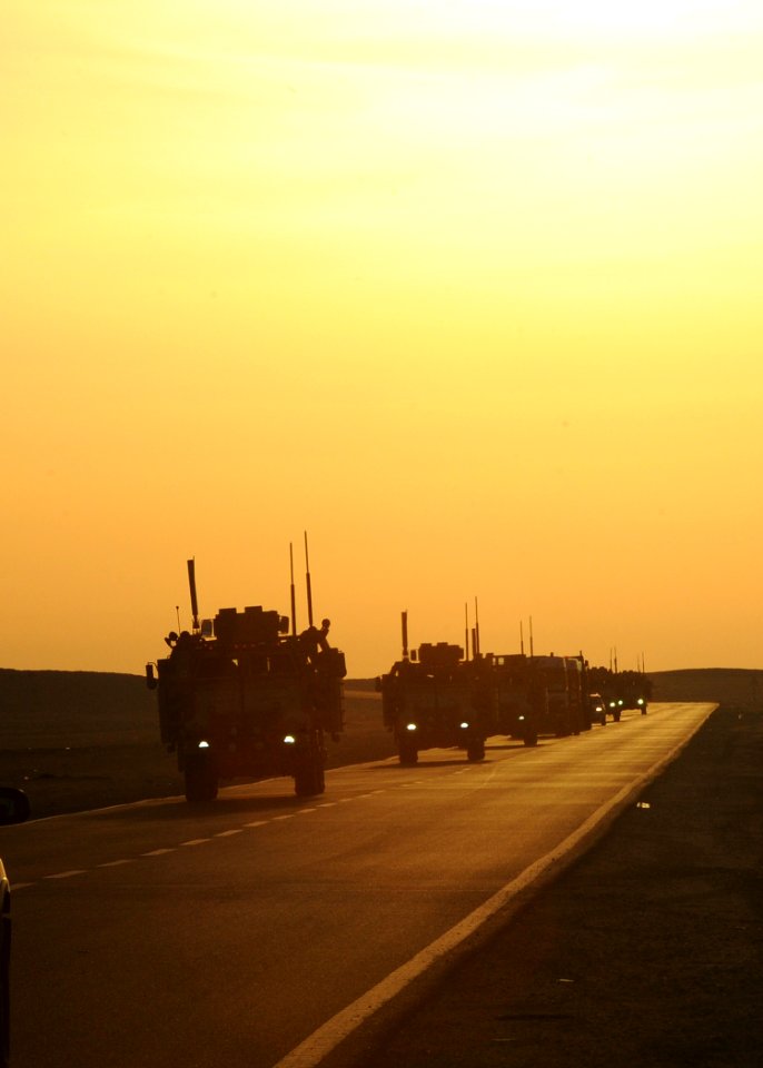 US Navy 111214-N-BA263-978 Convoys drive to Camp Beuhring, Kuwait, as U.S. forces depart Iraq
