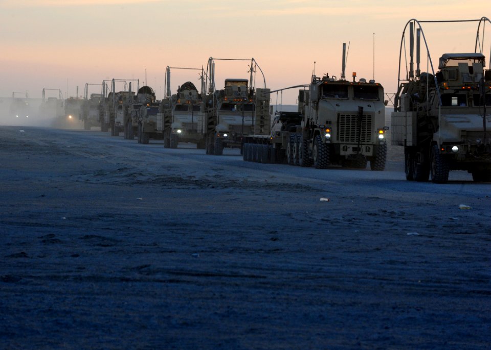 US Navy 111214-N-BA263-944 Convoys drive to Camp Beuhring, Kuwait, as U.S. forces depart Iraq
