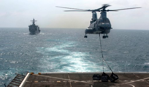 US Navy 111221-N-PB383-374 A CH-53E Super Stallion helicopter, assigned to Marine Medium Helicopter Squadron (HMM) 268 Reinforced