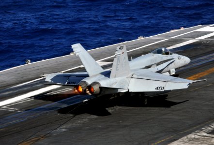 US Navy 111224-N-YB753-024 Jet lands on the flight deck