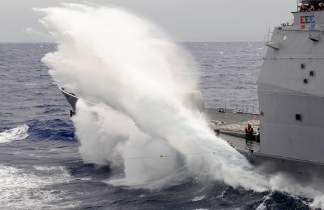 US Navy 111224-N-RG587-414 waves break over the USS Bunker Hill