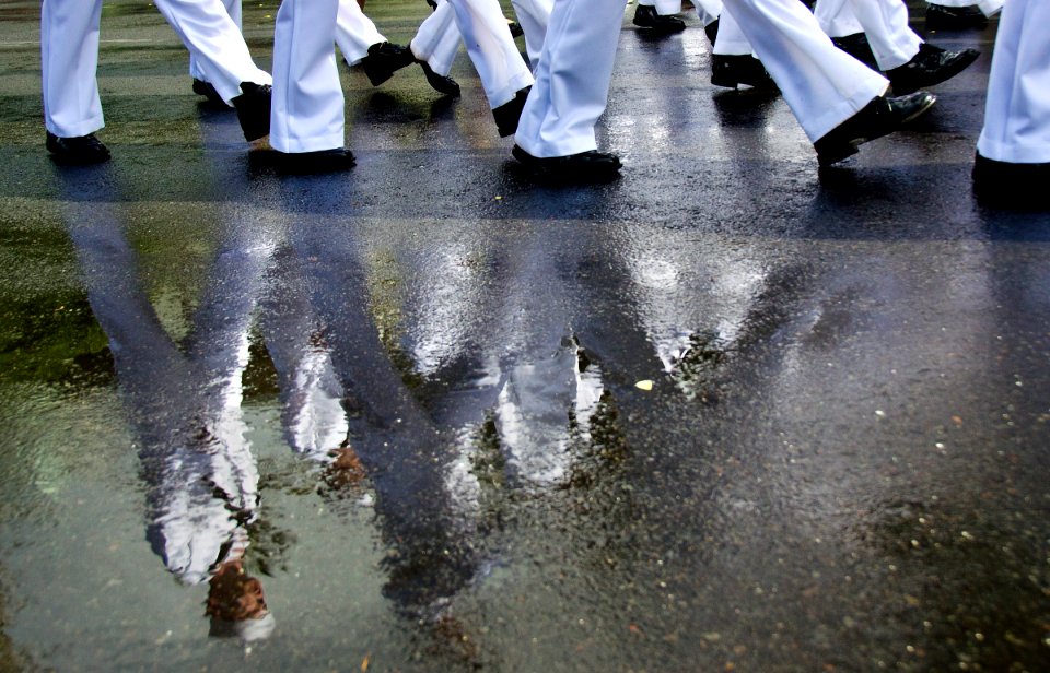 US Navy 111218-N-RI884-110 U.S. Navy Sailors participate in a parade through downtown Waikiki honoring Japanese-American veterans of World War II w
