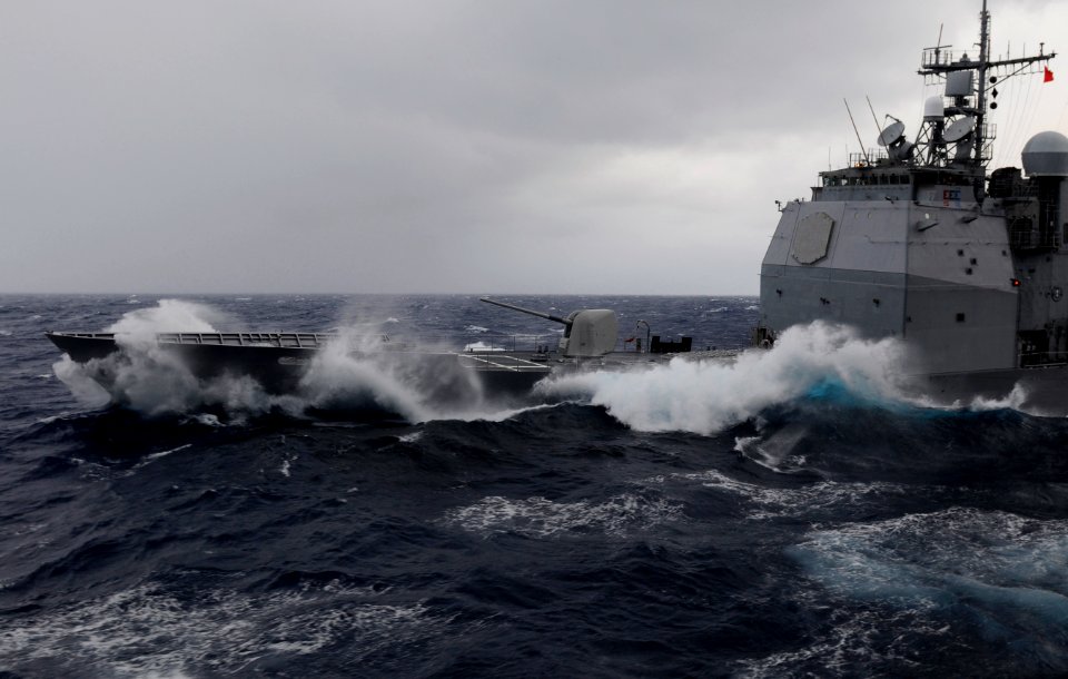 US Navy 111224-N-RG587-299 Waves break over the USS Bunker Hill