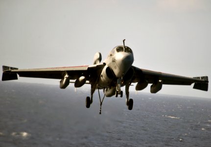 US Navy 111224-N-YB753-036 Jet approaches the flight deck