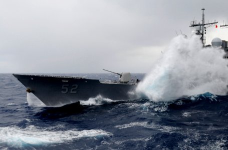 US Navy 111224-N-RG587-046 Waves break over the USS Bunker Hill