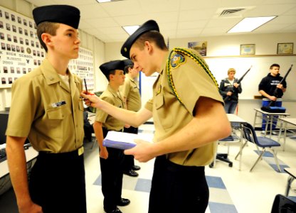 US Navy 120105-N-CD297-013 Cadets participate in a uniform inspection photo