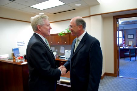 US Navy 120110-N-AC887-002 Secretary of the Navy (SECNAV) the Honorable Ray Mabus meets with U.S. Ambassador to Chile, Alejandro D. Wolff