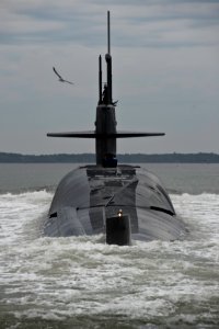 US Navy 120111-N-FG395-046 he Ohio-class ballistic missile subarine USS Alaska (SSBN 732) approaches Naval Submarine Base Kings Bay, Ga., after suc