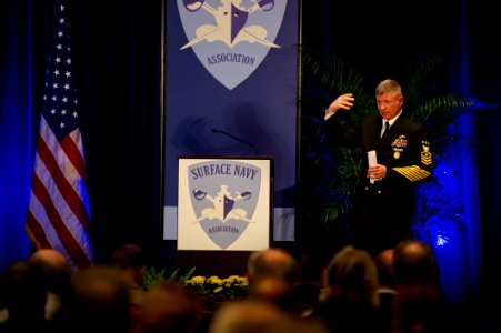 US Navy 120110-N-MG658-113 Master Chief Petty Officer of the Navy (MCPON) Rick D. West delivers remarks about