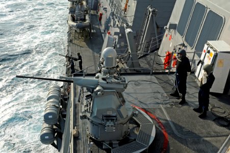 US Navy 120105-N-VH839-017 Sailors assigned to the small craft action team aboard the Arleigh Burke-class guided-missile destroyer USS Dewey (DDG 1 photo