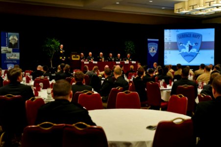 US Navy 120110-N-MG658-056 An officer answers questions during the Junior Officer Roundtable
