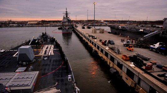 US Navy 120111-N-NL401-182 The guided-missile destroyer USS James E. Williams (DDG 95) gets underway from Naval Station Norfolk