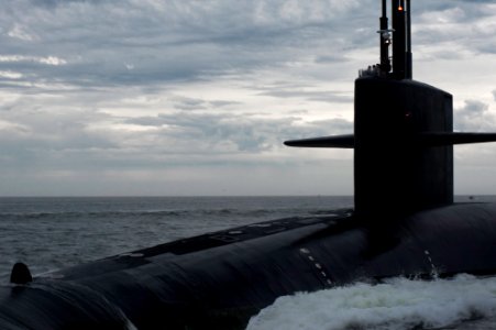 US Navy 120111-N-FG395-007 he Ohio-class ballistic missile subarine USS Alaska (SSBN 732) approaches Naval Submarine Base Kings Bay, Ga., after suc