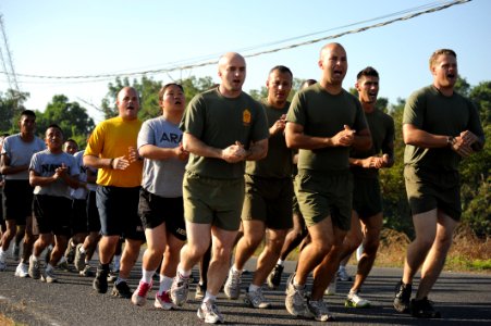 US Navy 120113-N-MN502-019 Marines and Sailors from High Speed Vessel (HSV 2) Swift run in formation with Guatemalan Sailors and paratroopers durin
