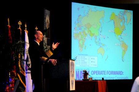 US Navy 120110-N-YQ566-218 Chief of Naval Operations Adm. Jonathan W. Greenert delivers remarks during the 24th Annual Surface Navy Association Sym