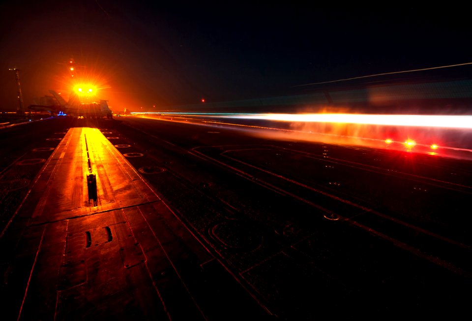 US Navy 120111-N-DR144-095 An F-A-18 Hornet launches from the flight deck aboard the Nimitz-class aircraft carrier USS Carl Vinson (CVN 70)