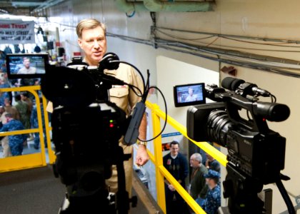 US Navy 120117-N-NR955-051 Vice Chief of Naval Operations Adm. Mark Ferguson conducts an interview with a Naval public affairs team to discuss care