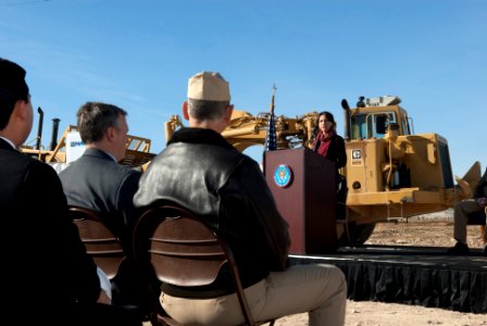 US Navy 120118-N-SG869-022 Jackalyne Pfannenstiel, Assistant Secretary of the Navy for Energy, Installations and Environment, speaks at the groundb