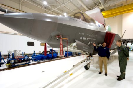 US Navy 120120-D-BW835-008 Secretary of Defense Leon E. Panetta and Congressman Steny Hoyer (D-Md) are shown the Aircraft Prototype Facility at Nav