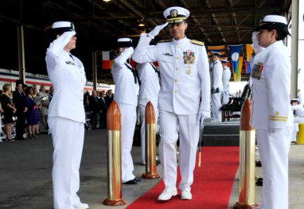 US Navy 120120-N-IT566-307 Adm. Cecil Haney passes through ceremonial sideboys following a change of command ceremony