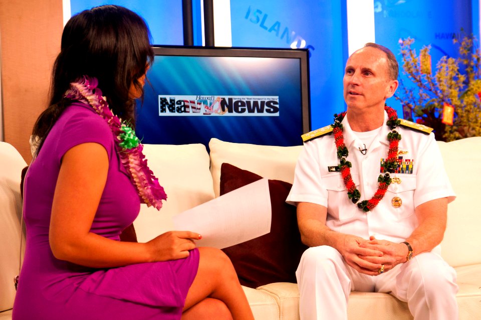 US Navy 120119-N-WP746-005 Chief of Naval Operations (CNO) Adm. Jonathan Greenert appears on Hawaiian news channel KHON2 TV's