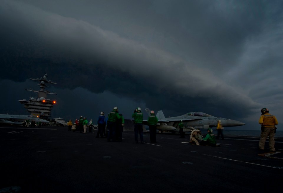 US Navy 120121-N-DR144-051 Sailors prepare a jet for launch