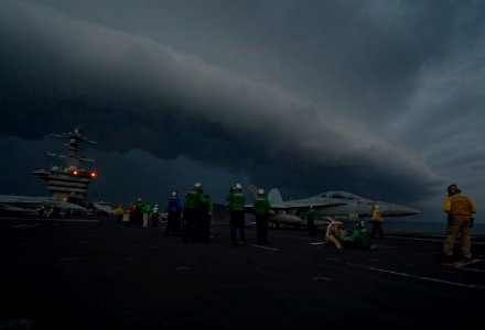 US Navy 120121-N-DR144-051 Sailors prepare a jet for launch
