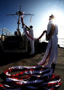 US Navy 120123-N-BK435-017 Chief Warrant Officer John Lewis and Senior Chief Damage Controlman Wesley Lairson, both assigned to the submarine tende