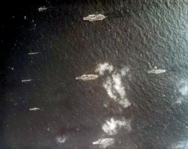 US Task Force 77 carriers aerial photo c1973