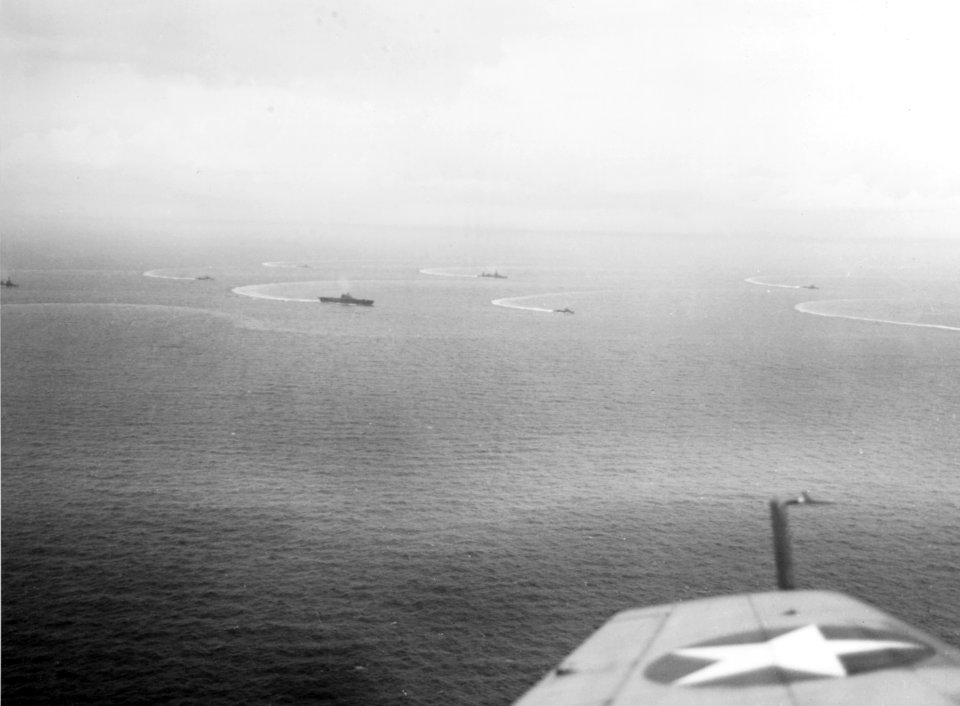 US Task Force 17 underway during the Battle of the Santa Cruz Islands 1942