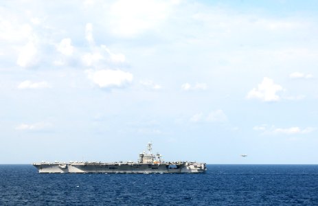 US Navy 120120-N-GZ832-193 A jet approaches to recover on the flight deck.