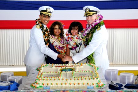 US Navy 120120-N-IT566-489 Adm. Cecil Haney, commander of U.S. Pacific Fleet, left, and wife Bonny, join Adm Patrick Walsh and wife Andy in cutting