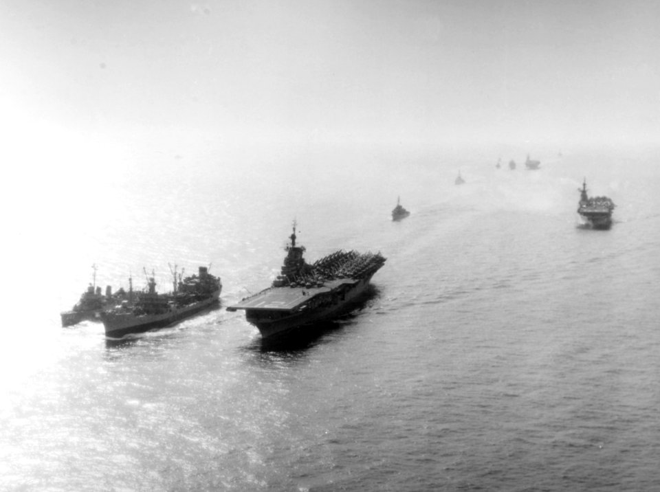 US Task Force 77 replenishing off Korea in June 1953