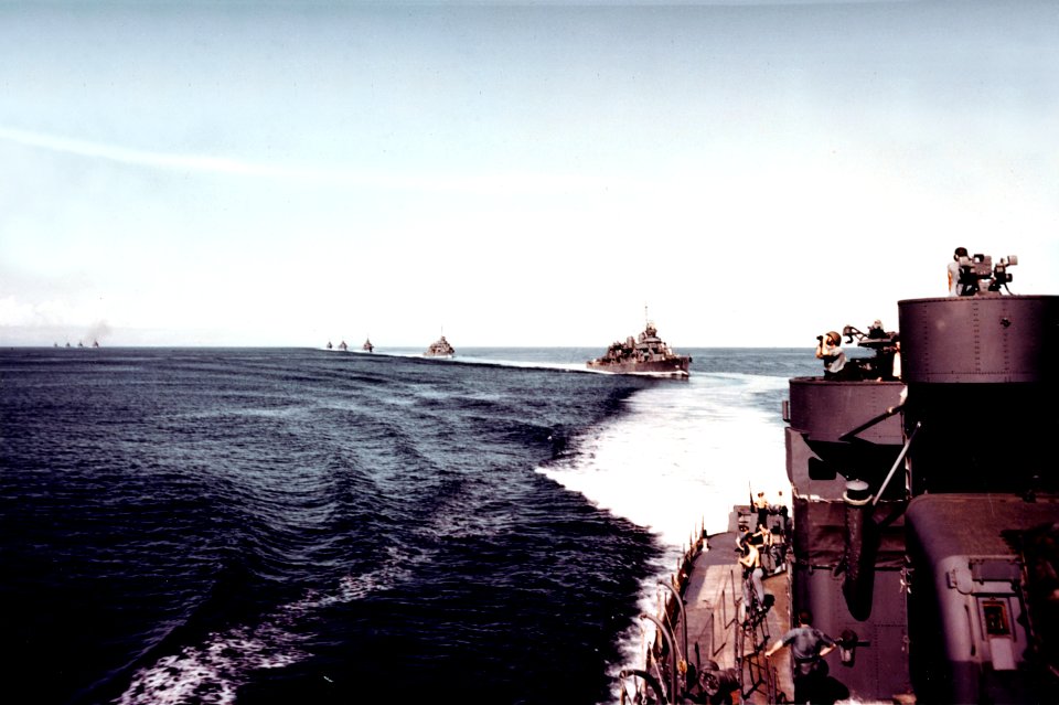 US Task Force 18 steams in column in the Solomons on 13 May 1943