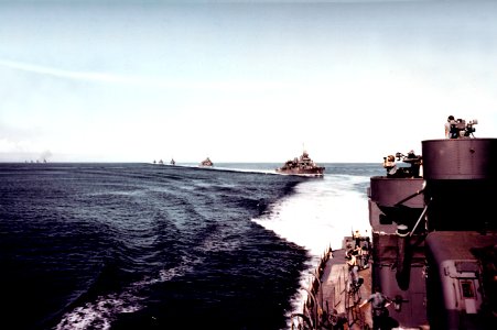 US Task Force 18 steams in column in the Solomons on 13 May 1943