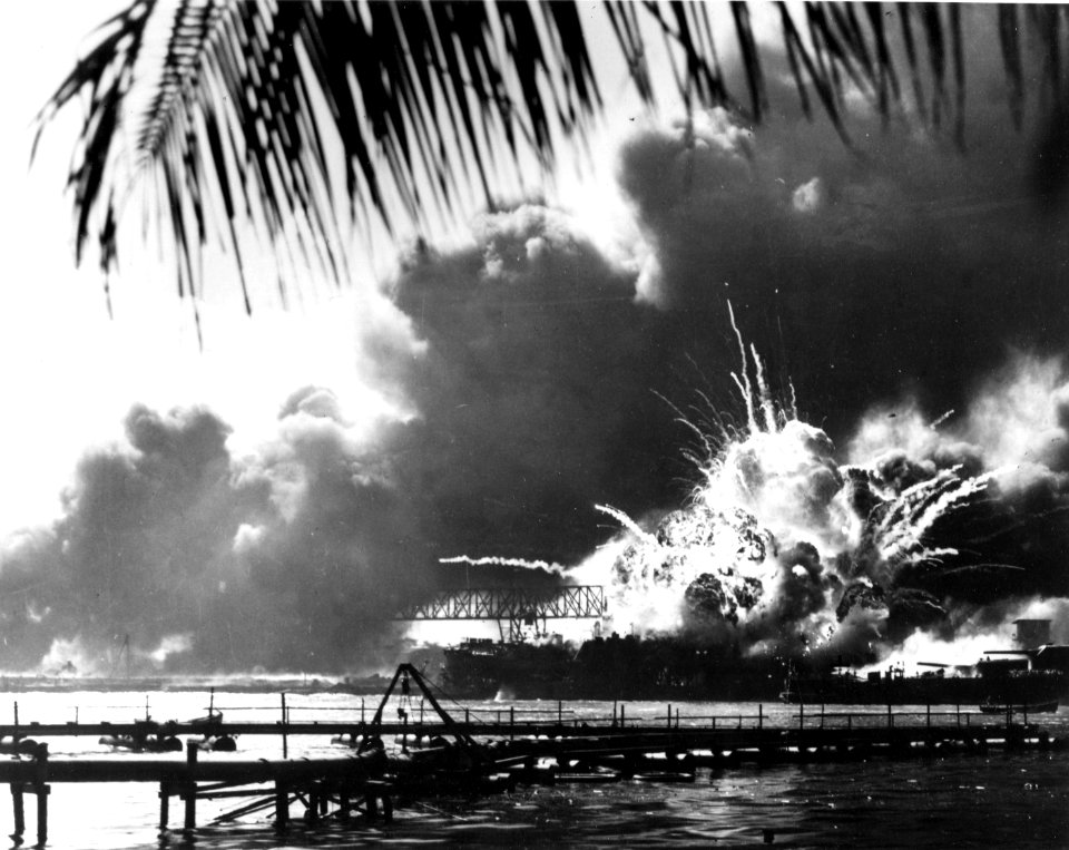 US Shaw exploding in Pearl Harbor