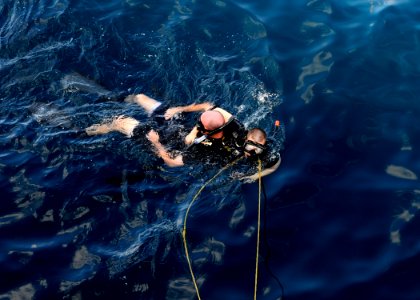 US Navy 120130-N-BC134-148 A Sailor performs training on search and rescue techniques