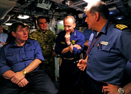US Navy 120126-N-WL435-305 First Sea Lord and Chief of the Naval Staff of the Royal Navy Adm. Sir Mark Stanhope, left, and Chief of Naval Operation