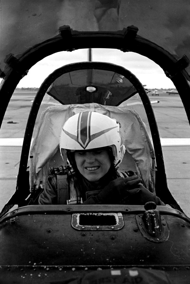 US Navy female Ensign pilot in T-28