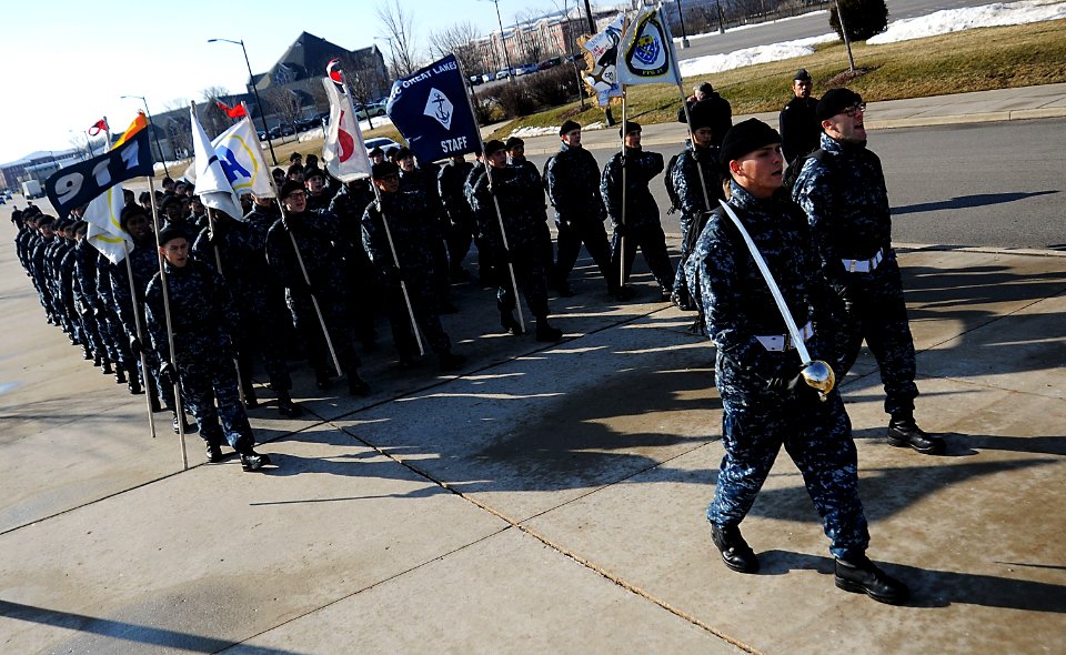 US Navy 120131-N-CD297-005 Recruits from Recruit Training Command march and sing cadences